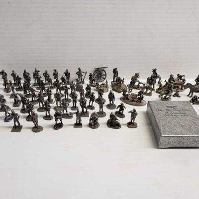 4136	

Approx 70 Pewter Figurines And Information Cards
Measures Aplrox: 1