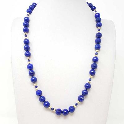 650	

Blue Beaded Necklace With 14k Gold Clasp
Measures Approx 22