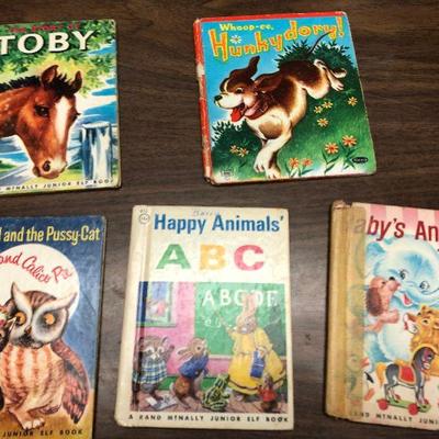 https://www.ebay.com/itm/114362058609	LX2083: 5 Randy McNally Elf Books ASIS, Toby, Hunkydory!, The Owl and the Pussycat, Happy Animals...