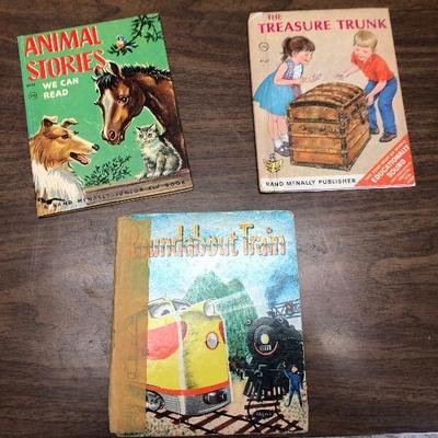 https://www.ebay.com/itm/114362047802	LX2078: 3 Randy McNally Elf Books ASIS, Roundabout Train, Animal Stories We Can Read, The Treasure...