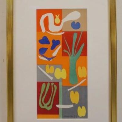 1009	HENRI MATISSE *CUT OUT* LITHOGRAPH, GALLERY LABEL ON REVERSE, OVERALL DIMENSIONS 12 1/2 IN X 19 1/4 IN, IMAGE SIZE 5 3/4 IN X 12 1/2...