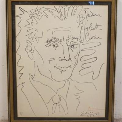 1010	PABLO PICASSO SIGNED LITHOGRAPH TITLED *FREDERICK JOLIOT CURIE*, HAND SIGNED IN RED, NUMBERED 110/200 FROM THE VINCENT PRICE...