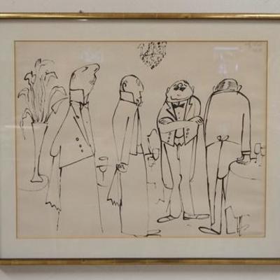 1047	LARGE PRINT OF FRENCH WAITERS, SIGNED AND NUMBERED IN UPPER RIGHT. IMAGE SIZE 23 1/2 IN X 18 1/2 IN. OVERALL DIMENSIONS 29 1/4 IN X...