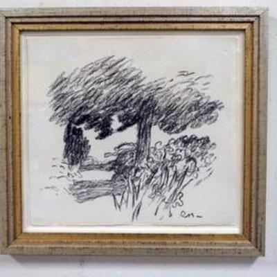 1084	FRAMED DRAWING SIGNED RM. IMAGE SIZE 10 1/4 IN X 9 1/2 IN., OVERALL DIMENSIONS 13 1/4 IN X 12 1/4 IN.
