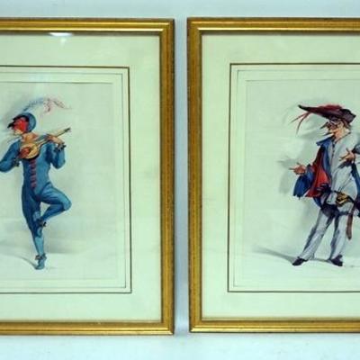 1052	MEDIEVAL MINSTRELS 2 PRINTS FRAMED. IMAGE SIZE 8 3/4 IN X 11 IN., OVERALL DIMENSIONS 15 IN X 17 IN.
