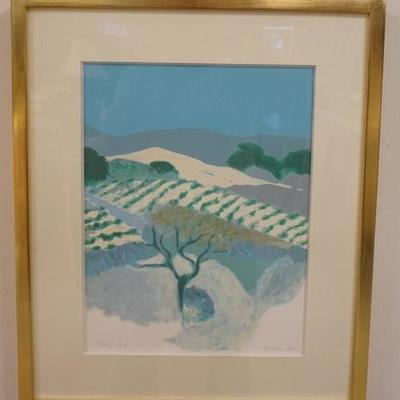 1064	ROGER MUHL LITHOGRAPH SIGNED AND NUMBERED. TITLED *LES MAMELONS D'ALENTOUR ETAIENT COUVERTS DE THYMâ€¦*. GALLERY TAG ON REVERSE,...