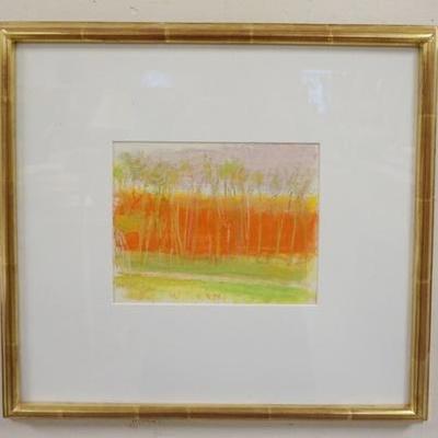 1022	WOLF KAHN SIGNED PASTEL ON PAPER, *TALL SLENDER TREES*, IMAGE SIZE 6 1/2 IN X 8 IN, OVERALL DIMENSIONS 16 IN X 17 1/4 IN, GALLERY...