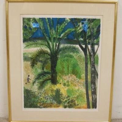 1024	GUY BARDONE LITHOGRAPH FRAMED & SIGNED ARTIST PROOF TITLED *LA JARDIN DE RENE*, IMAGE SIZE 20 3/4 IN X 25 1/4 IN, OVERALL SIZE 28...