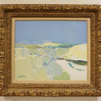 1002	ROGER MUHL FRENCH (1929-2008) PAINTING OIL ON CANVAS OLIVERS, SIGNED LOWER LEFT, PAINTING SIZE 15 IN X 18 IN, LABEL ON REVERSE DAVID...