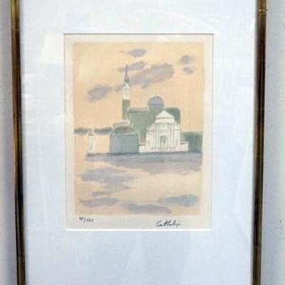1051	BERNARDCATHELIN LITHOGRAPH SIGNED AND NUMBERED, 98 OF 175. IMAGE SIZE 9 1/2 IN X 13 IN., OVERALL DIMENSIONS 16 1/2 IN X 22 IN.
