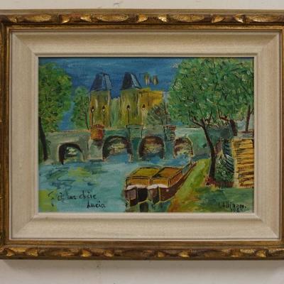 1074	I. ALLIMANN OIL PAINTING ON BOARD, SIGNED AND DATED 1965. IMAGE SIZE 11 IN X 8 IN., OVERALL DIMENSIONS 16 IN X 12 3/4 IN.
