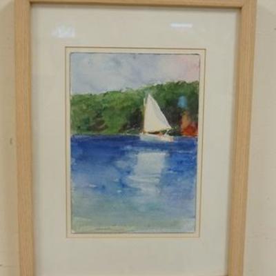 1070	LARRY HOROWITZ SIGNED WATER COLOR, TITLED *SAILBOAT*. GALLERY TAG ON REVERSE. IMAGE SIZE 10 IN X 7 IN., OVERALL DIMENSIONS 13 IN X...