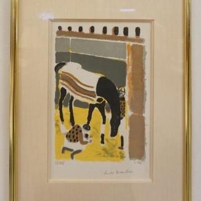 1008	ANDRE BRASILIER ARTIST PROOF LITHOGRAPH TITLED *LE CHEVAL NOIR*, OVERALL DIMENSIONS 13 1/2 IN X 17 1/2 IN, IMAGE SIZE 7 1/2 IN X 11...