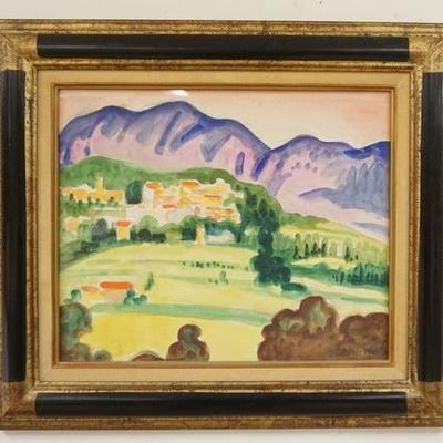 1032	GEORGES MARCHOW WATERCOLOR SIGNED, IMAGE SIZE 17 1/2 IN X 14 1/2 IN, OVERALL DIMENSIONS 25 IN X 21 3/4 IN
