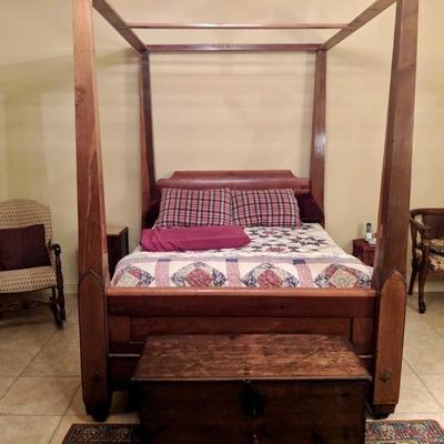 Poster Bed, Mixed Woods circa 1840, Southern, Probably New Orleans
