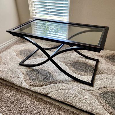 ~ Metal framed coffee table with glass insert - $35