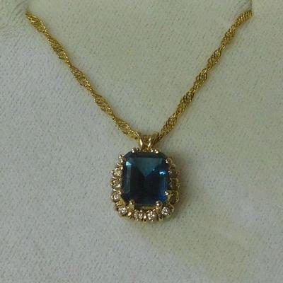 14 k Stone & Diamond Necklace