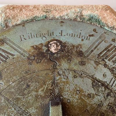 SHOP NOW @ HuntEstateSales.com! Ribright Of London 18th C Rare Bronze Sundial Mounted On Stone Base