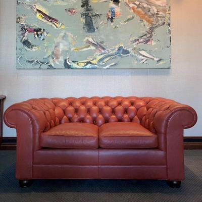 SHOP NOW @ HuntEstateSales.com! Two Seat Chesterfield Sofa From Hancock And Moore