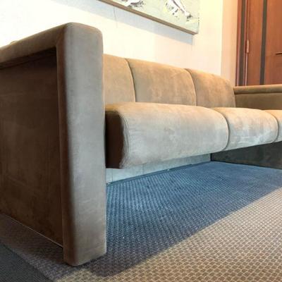 SHOP NOW @ HuntEstateSales.com! Knoll Furniture Two Seat Nubuck Leather Sofa