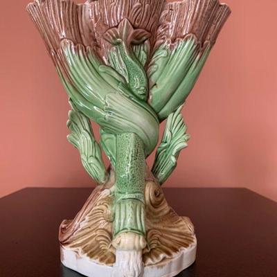 SHOP NOW @ HuntEstateSales.com! Triple Dolphin Vase, Ralph Wood Staffordshire Pottery Style, Circa 1790