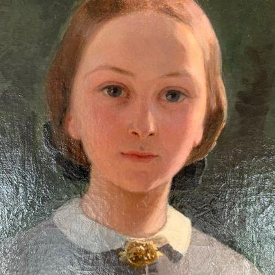 SHOP NOW @ HuntEstateSales.com! Edouard-Henri Girardet, Portrait Of A Young Woman, Oil On Canvas
