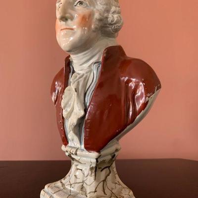 SHOP NOW @ HuntEstateSales.com! George Washington Lead-Glazed Earthenware Bust, Marked Ra Wood Burslem