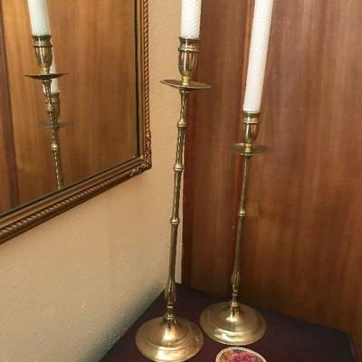 Tall Slender Brass Candle Sticks