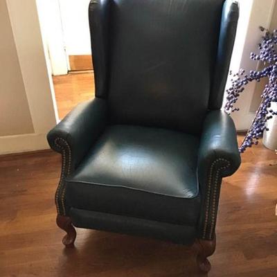 Blue/Green Small Leather Recliner #2
