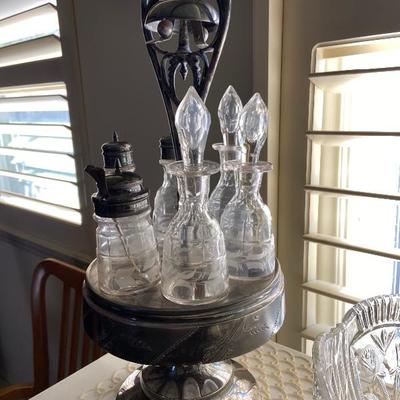 Antique silver plate condiment set