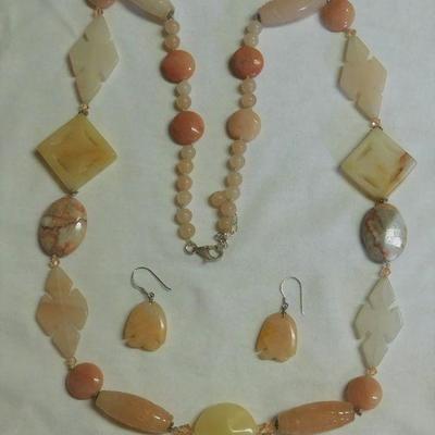 Sterling Genuine Stone Necklace and Earrings