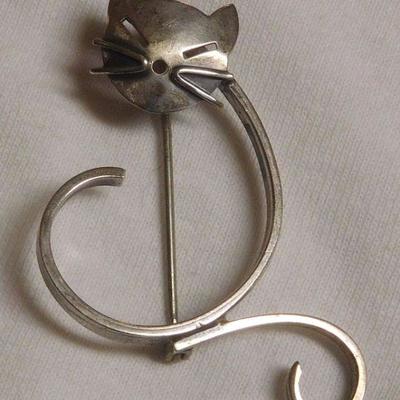 Sterling Cat pin