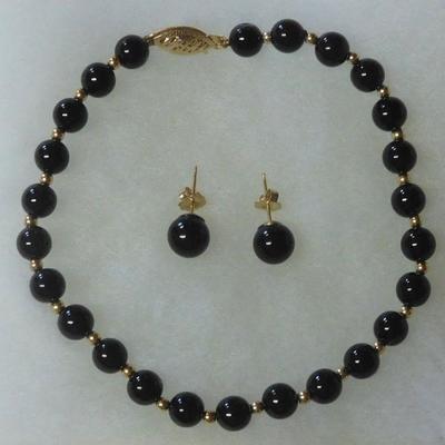 14 k Onyx Bracelet and Earrings