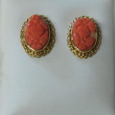 14 k Coral Earrings