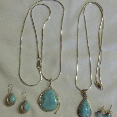 Pair of Sterling Necklaces and Earrings