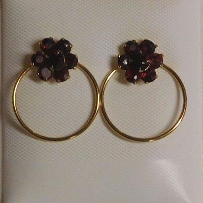 14 k Red Amber Earrings