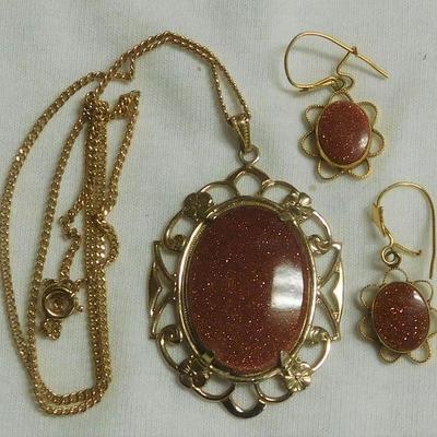 Goldstone Necklace and Earrings