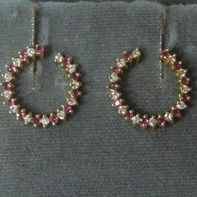 14 k Diamond and Ruby Earrings