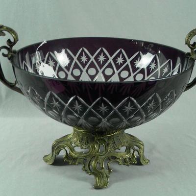 Crystal & gilt metal centerpiece bowl