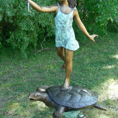 Bronze sculpture/fountain "Girl Standing on Turtle"
