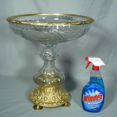 Fine crystal & dore bronze pedestal bowl