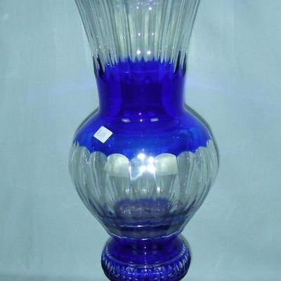 Cobalt overlay crystal vase