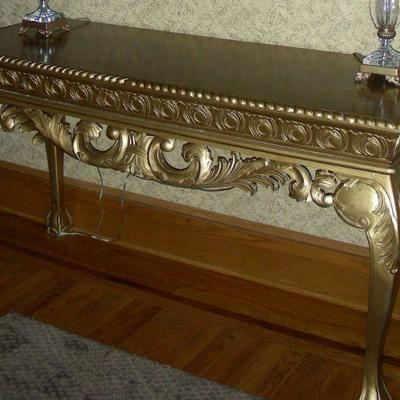 Hand carved gilt wood console table