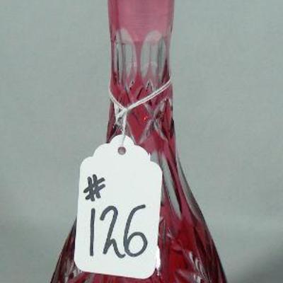 Ruby overlay crystal decanter