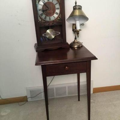 Antique Table, Mantel Clock, and More