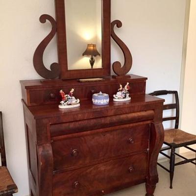American Empire Dresser with Swing Mirror (circa: mid 1800s)