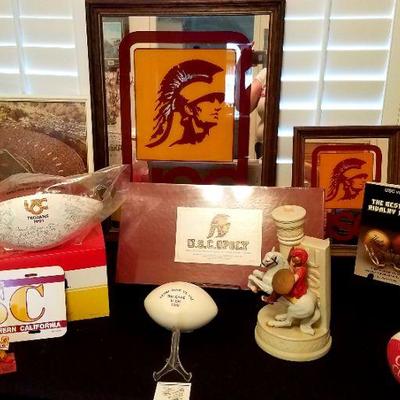 USC swag, USC collectibles.  Glasses, blankets, books, albums, hats, decanter, and so much more.

RARE 1980 USC Decanter.