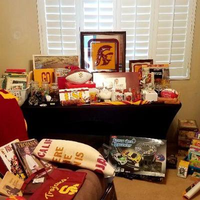 A shrine dedicated to USC.  Everything you could want from a super USC fan.