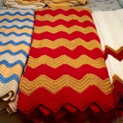 UCLA and USC knitted blankets.  FANtastic!  
