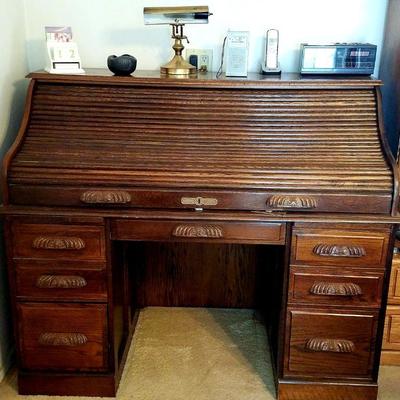 Roll top desk, perfect for home schooling your kids.  